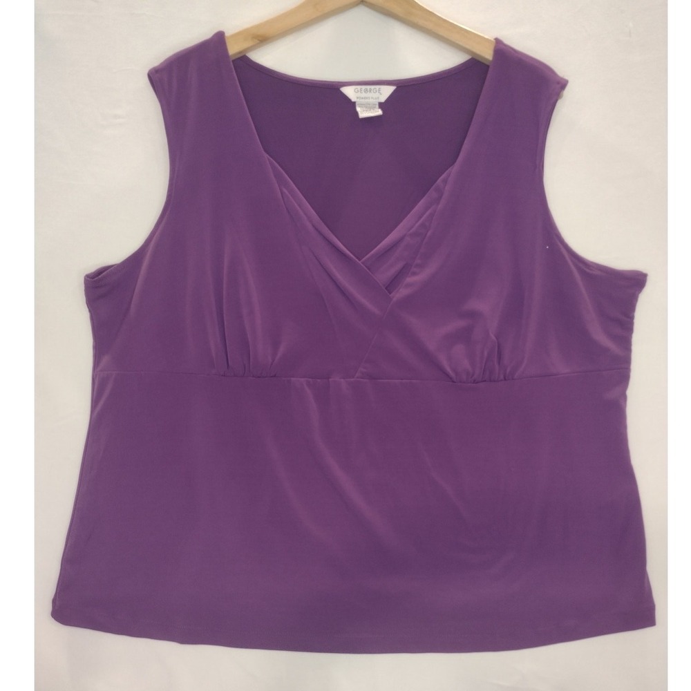 George Womans Plus Purple Sleeveless V Neck Blouse Size 22W / 24 W